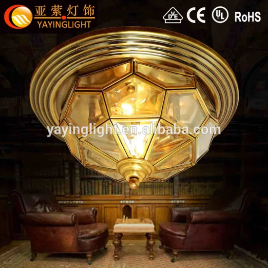 CE brass yellow ceiling lamps, traditional marble UL copper yellow ceiling lamps