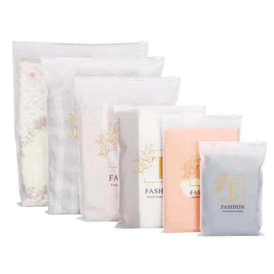Custom Printing Cheap Garment T-Shirt Swimwear Packaging - Transparent Frosted Zipper Bags for Clothes