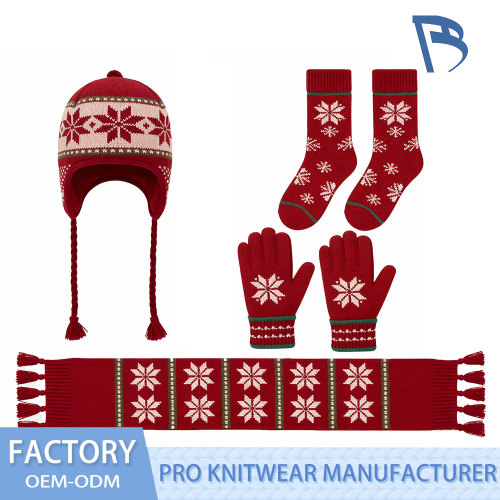 ชุดถักเด็กเกล็ดหิมะสีแดง Fair Isle