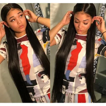Wholesale Virgin Hair Vendors 100% Brazilian Human Hair Wig Long Black Straight Hair Wig Cheap Lace Frontal 13x4 Wig