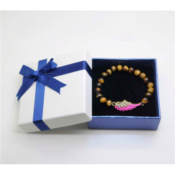 Yellow Tiger eye Gemstone Bracelet with Diamante alloy Wing Piece