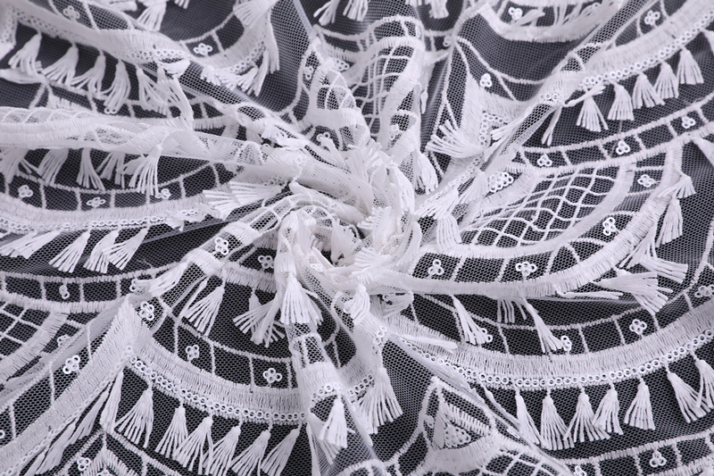 Elegant 3D Tassel Embroidery Fabric