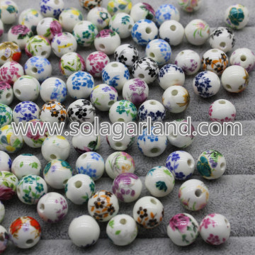 Perles d&#39;espacement lâches de porcelaine en céramique ronde de fleur de 12MM