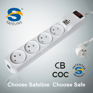 Israel-Specific Power Strip with 4 Outlets, 2 USB Ports, and Overload Protection: Your All-In-One Charging Solution