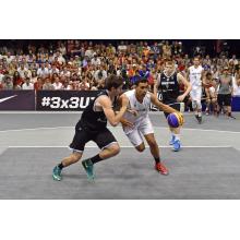 Piso de la cancha de baloncesto desde la barbilla A