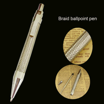 Unique Design New Arrival Metal Braid ballpoint Pen with click action metal ball pens 35g Heavy Pen ball Writing Instrument