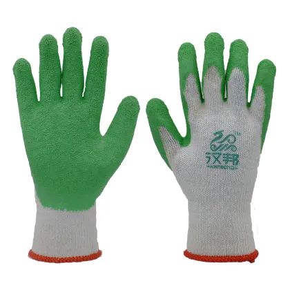 Yellow Yarn Green Rubber Gloves