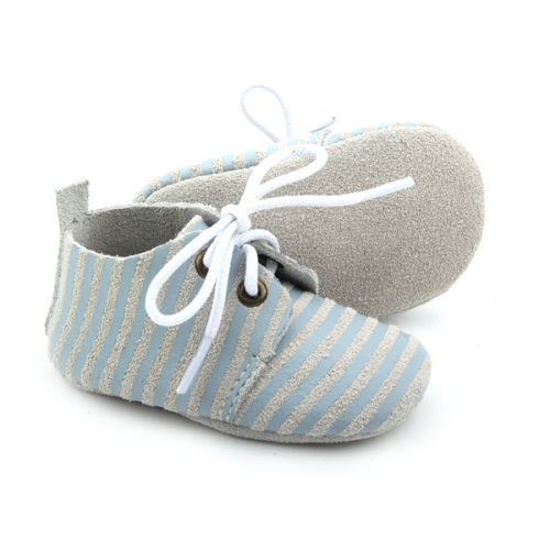 Novos estilos stripe couro bebê sapatos oxford atacado