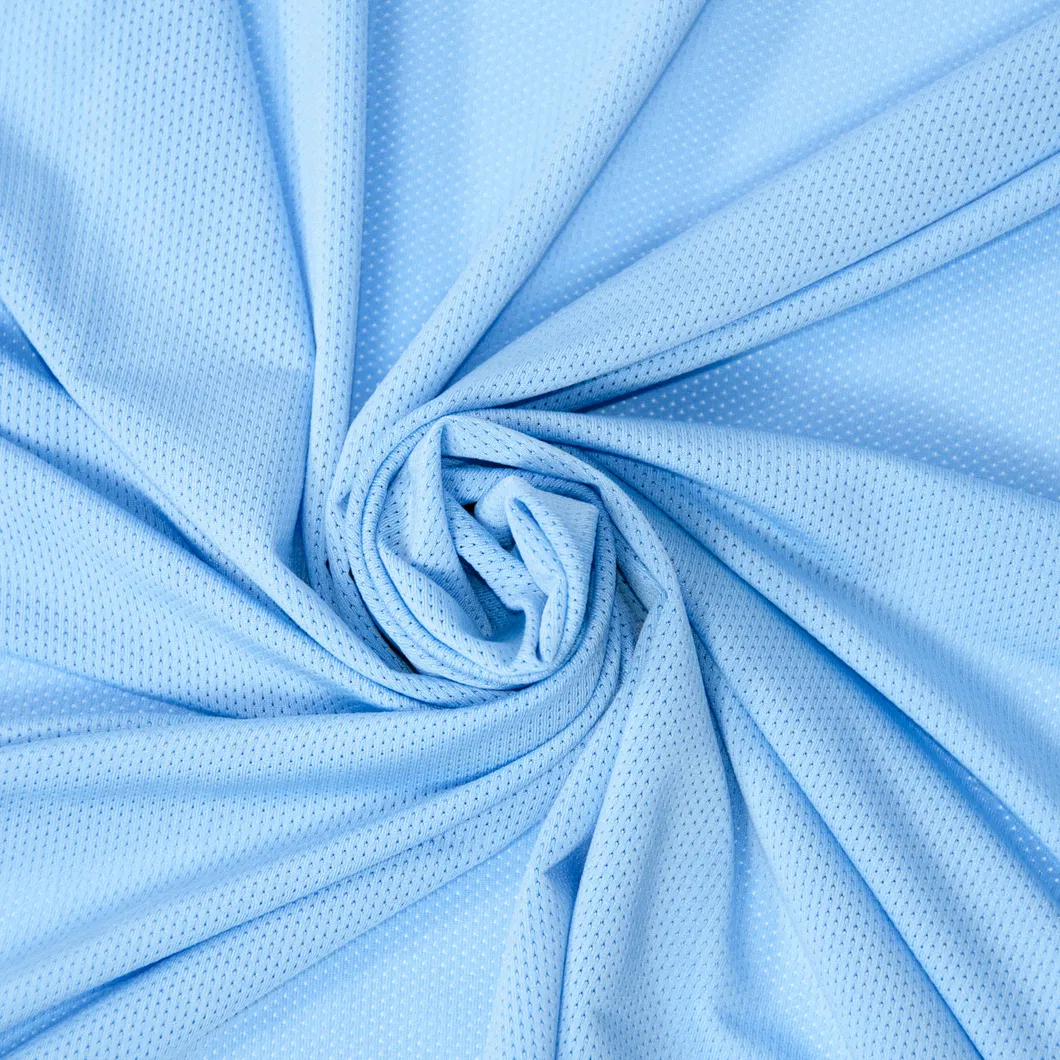 ผ้าถักตาข่ายโพลีเอสเตอร์ 90% 10% สแปนเด็กซ์สีน้ำเงินสำหรับชุดกีฬา