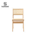 Wholesale Designers Elegant Furniture Rattan Seat Back Armless Wood Frame Dining Bamboo Rattan Chair Cane Wicker Back