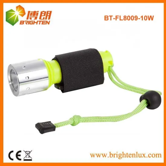 Factory Supply High power ABS Waterproof Under Water Rechargeable 10w Cree xml t6 led Diving Flashlight with 1*18650 battery