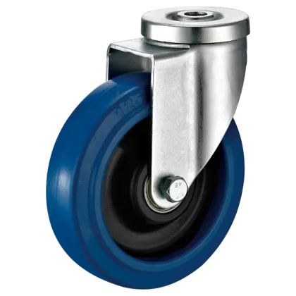 Blue elastic rubber caster trolley wheel