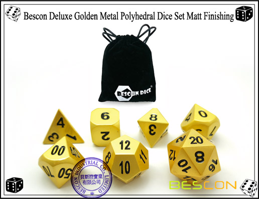 Bescon Deluxe Golden Metal Polyhedral Dice Set Matt Finishing-6