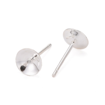 Pandahall Bulk 925 Sterling Silver Stud Earrings with Trendy Silver Plating and Earwires