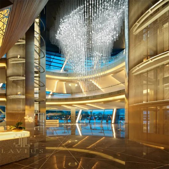 Big waterfall crystal ball custom restaurant chandelier