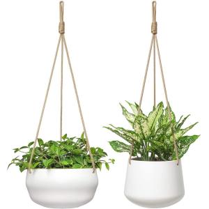 ポリエステルロープを備えた2つの植物ポットのセット