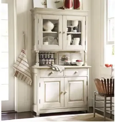 White Solid Wood Classic Kitchen Cupboard Storage Cabinet