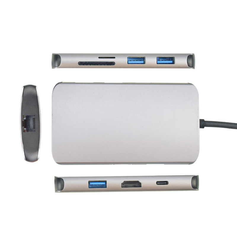 اكتب C إلى HDMI / SD / TF / USB3.0 / PD / LAN