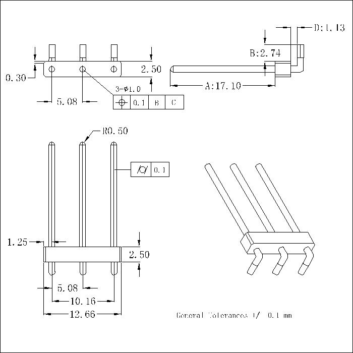 MPHFR-03XX-1710-0113-0274-01 Machined Pin Header Connectors 5.08 mm MPHER Series