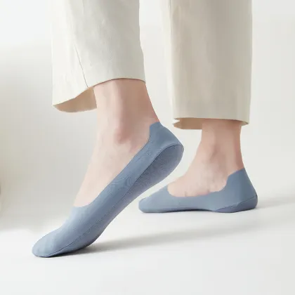 Men's Fashionable No Show Boat Socks: Ice Silk, Breathable, and Anti-Bacterial