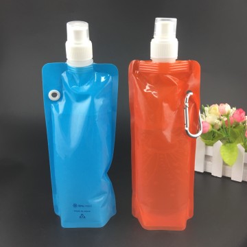 Bolsa de bebida en forma de botella de fondo plano plegable de 470 ml