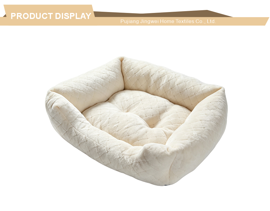 Cushioned raised rim neutral tone pet bed