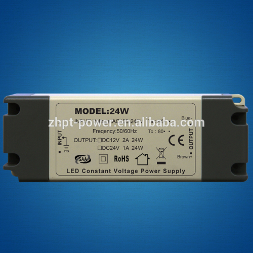 plastic shell indoor dc 12v power supply for led 24w led driver power supply