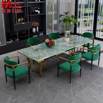 Studio Direct Luxury Natural Jade Green White Stone Dining und Konferenztisch