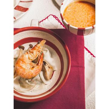 Tableware Red Striped Ceramic Bowl Supplier