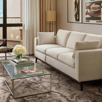 Sofa sectional beludru Nordik dengan fitur -fitur berbaring dan kaki kayu solid