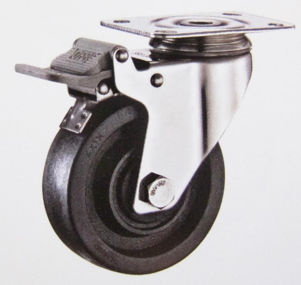 220 High Termperature Swivel Brake Caster Wheel Stainless Steel Bracket