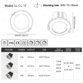 Aluminium rond 12 W Cap de plafond encastré LED Downlight