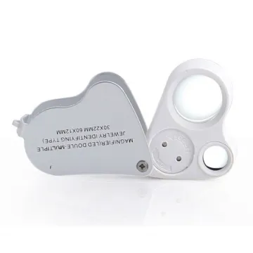 30X 60X Double-Multiple Magnifying Glass: LED Illuminated Jewelry Magnifier Loupe