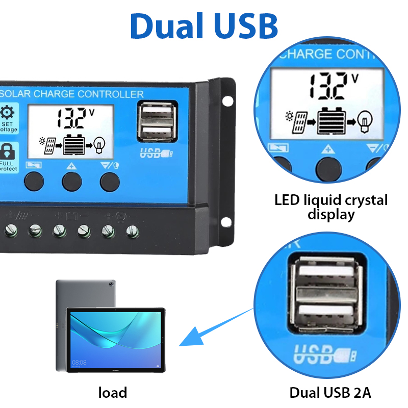 50A 12V/24V PWM Solar Charge Controller