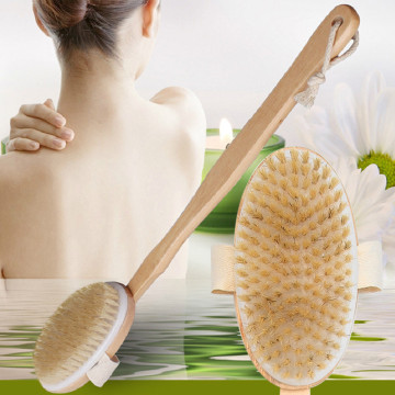 New Practical Bath Brush Long Wood Handle Reach Back Body Shower Bristle Scrubber Spa Washing Tool hot sale Bath Brush#45