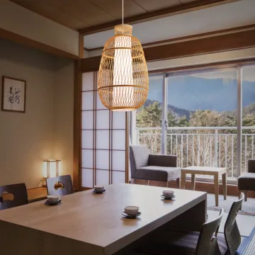 New Retro Bamboo Wicker Rattan Wave Shade Pendant Light: An Elegant Ceiling Lamp Fixture with Bamboo Lampshade