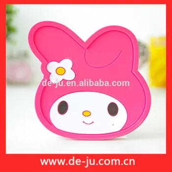 Pink Rabbit Ear Design Sweety Rubber Drink Coasters