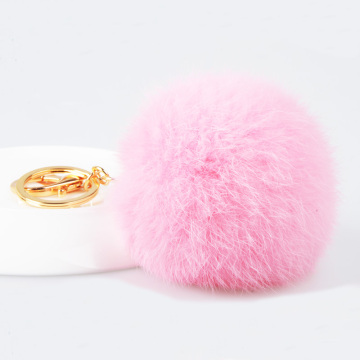 Pompom key chain of Rabbit fur ball keychain for cell phone pendant ring car key rings and handbag charm pendant