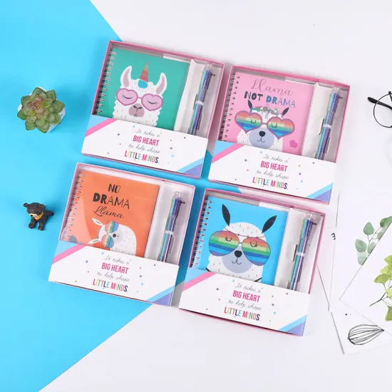 Wholesale School Stationery Set: Cute Cartoon Kids Notebook, Ballpen, and Gift Box