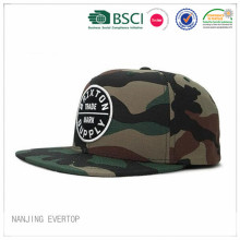 Camouflage Applique Cotton Flat Bill Cap