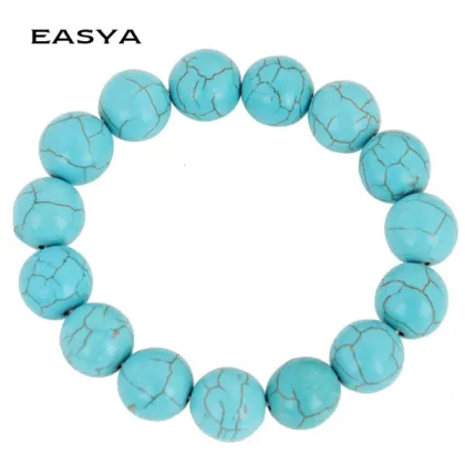 2015 Milan Fashion Vintage Blue Crack Stone Handmade Bead Bracelet