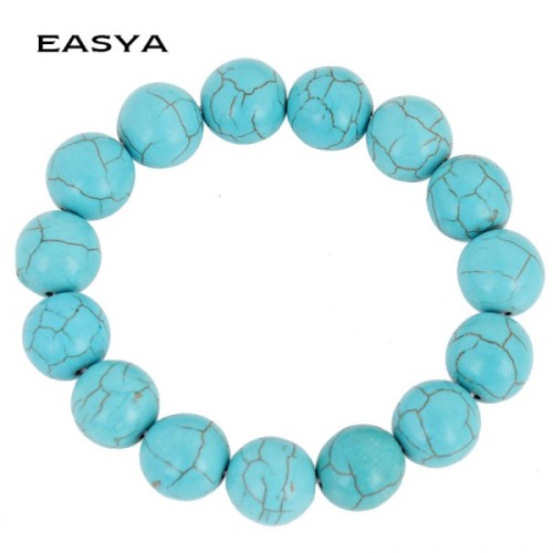 2015 Milan Fashion Vintage Blue Crack Stone Handmade Bead Bracelet