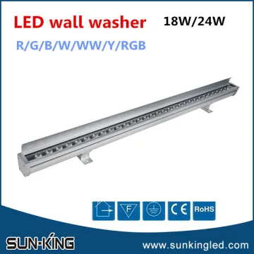Fashionable white/yellow/red wall wash led linear outdoor lighting 24W led building wallwash