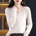 Korean version V-neck solid color knit jumper