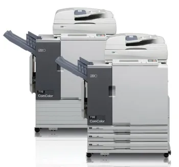Used and Refurbished RISO Printing Machines: ComColor X9050, ComColor 7150, and 150 PPM 4-Color Inkjet Printers