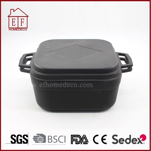 Pre-seasoned Cast Iron Square Double Use Pot