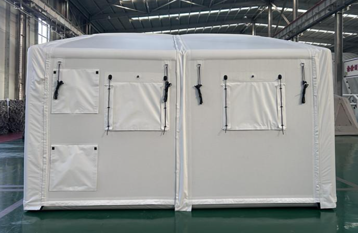 white inflatable tent with windows