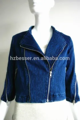 Fashion women wear casual ladies zipper opening jean jacket