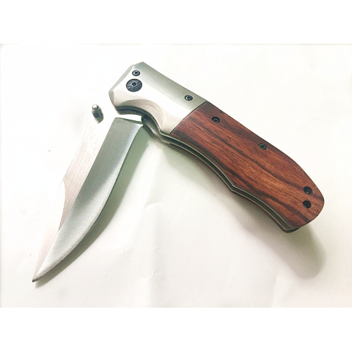 Rychlý kempingový kapesní nůž s dřevěnou rukojetí