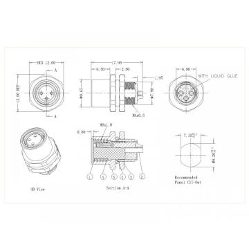 M8 2 ~ 8p Man Lock Front Oshielded Lödtyp